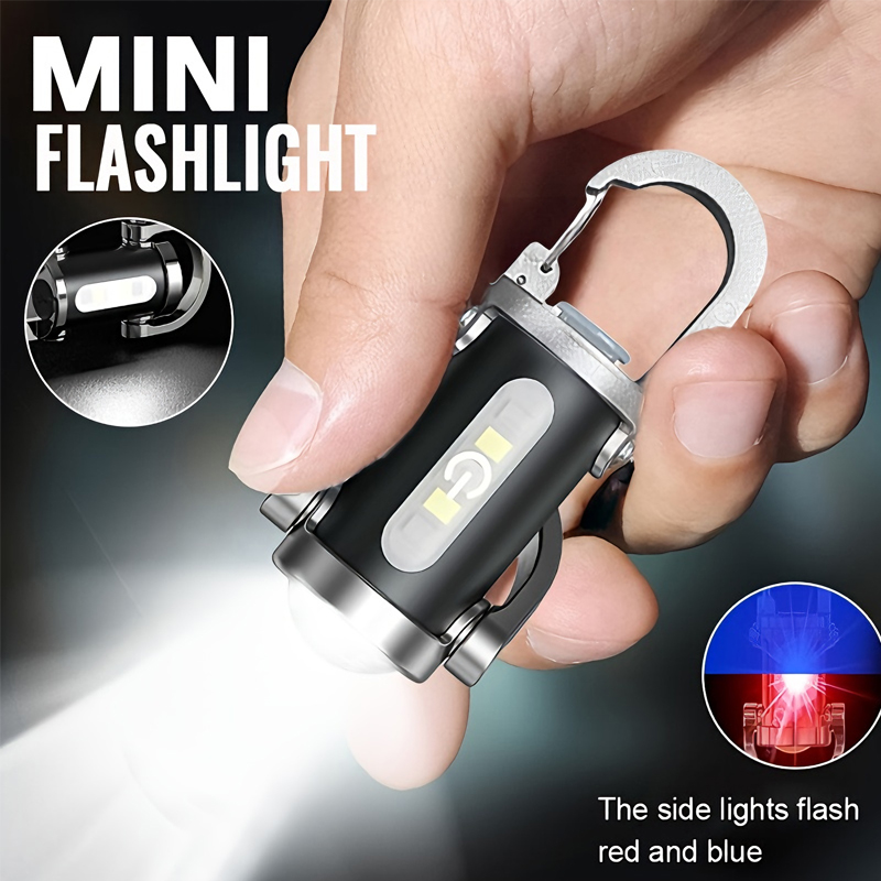 Keychain Flashlight - ไฟฉายพวงกุญแจขนาดเล็กแบบชาร์จไฟได้ ไฟ COB พกพาสะดวก พร้อมตะขอ ใช้เป็นไฟทำงานกลางแจ้ง