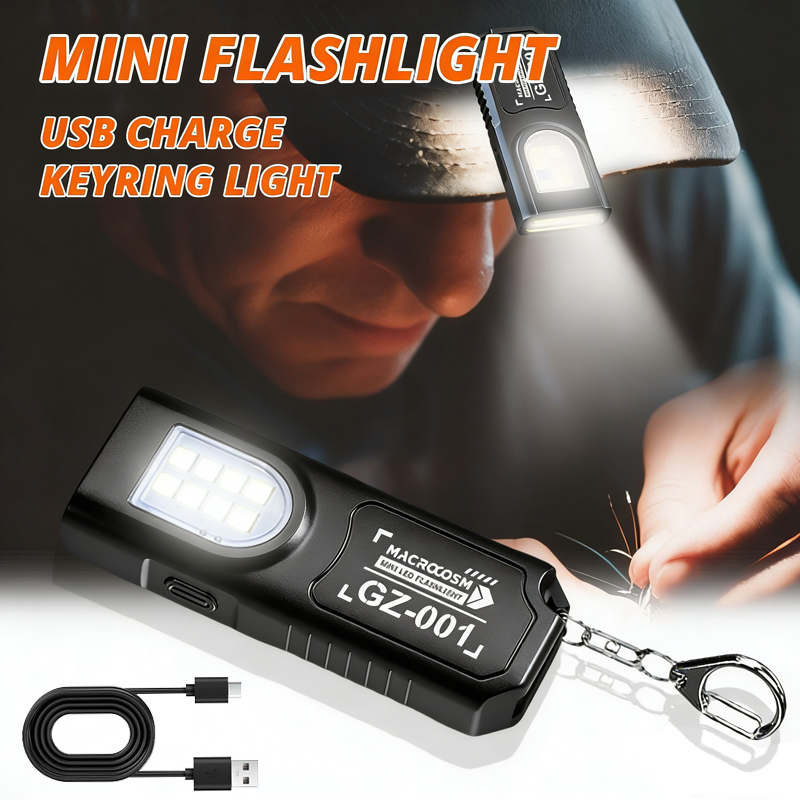 Keychain Flashlight - ไฟฉายพวงกุญแจ LED แบบชาร์จไฟได้ 550LM ไฟฉายพกพาขนาดเล็ก ไฟฉายพกพา